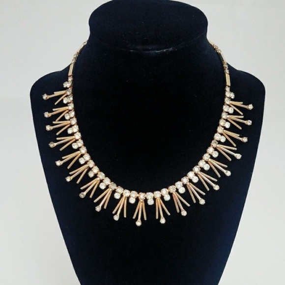 VTG Sarah Coventry Modernist “Star Shower” Gold Crystal Spiked Runway Necklace - Picture 6 of 6